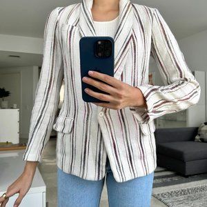 Maje White Striped Cotton Blazer